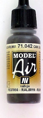 71042 Vallejo Model Airbrush Paint 17 ml Camouflage Black Brown