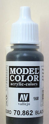 70862 Vallejo Model Color Paint: 17ml Black Grey  (M168)