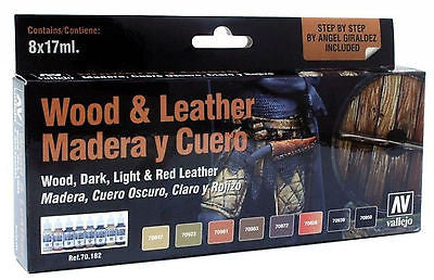 70182 Vallejo Wood & Leather Set of 8 17ml Bottles Model Colors