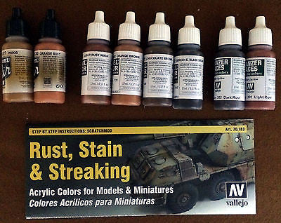 70183 Vallejo Rust, Stains, & Streakin Set of 8 17ml Bottles