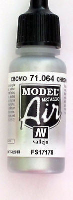 71064 Vallejo Model Airbrush Paint 17 ml Metallic Chrome