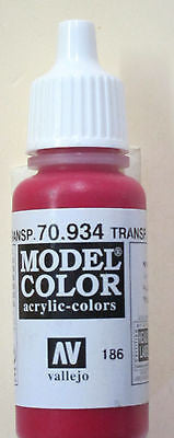 70934 Vallejo Model Color Paint: 17ml  Transparent Red  (M186)