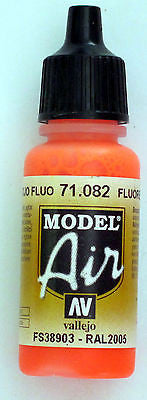 71082 Vallejo Model Airbrush Paint 17 ml Flourescent Red