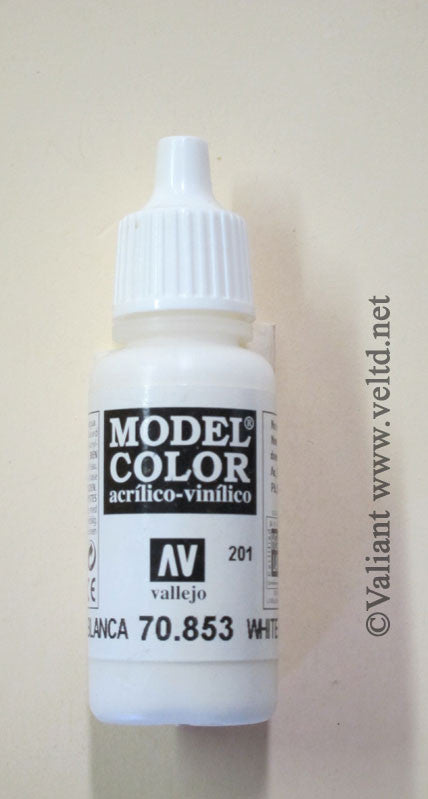 70853 Vallejo Model Color Paint: 17ml Glaze White (M201) , Vallejo
