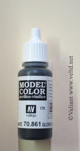 70861 Vallejo Model Color Paint: 17ml Glossy Black  (M170)