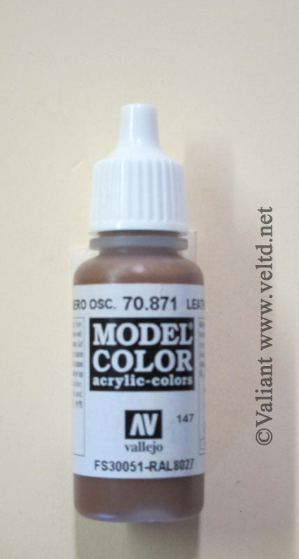 70871 Vallejo Model Color Paint: 17ml  Leather Brown  (M147)
