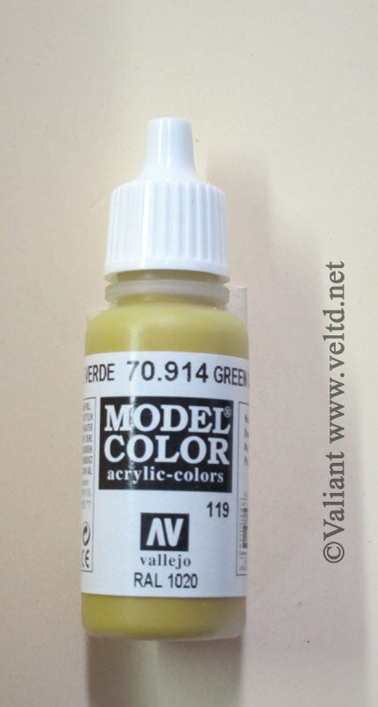 70914 Vallejo Model Color Paint: 17ml  Green Ochre  (M119)