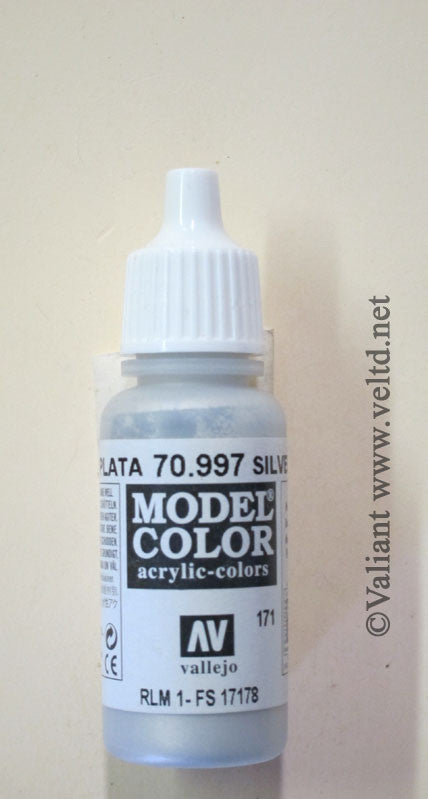 70997 Vallejo Model Color Paint: 17ml  Silver  (M171)