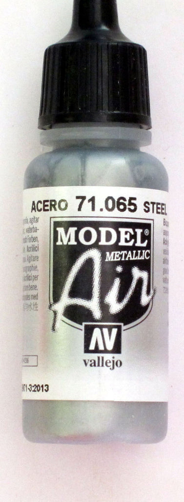 71065 Vallejo Model Airbrush Paint 17 ml Metallic Steel
